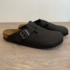 BIRKENSTOCK Men’s Boston Soft Clogs Black Leather Size 43 /10-10.5 US NEW